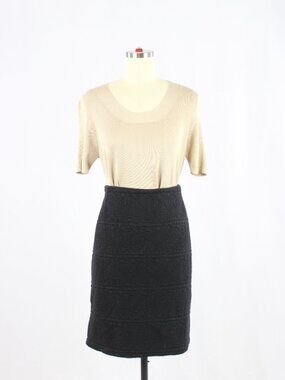 AKRIS PUNTO Black Cotton Blend Bubble Jacquard Pencil Skirt, Size 12